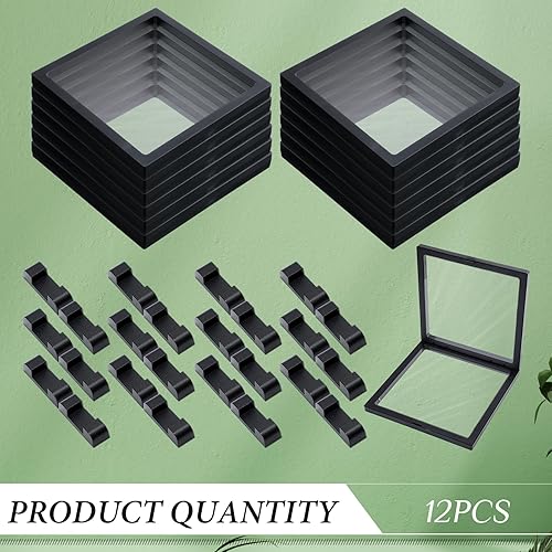 Miniatura 3 de Harloon 12 piezas de vitrina flotante en 3D, soporte de exhibición flotante de polietileno transparente, caja de almacenamiento de joyería, marco de