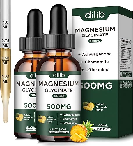 Miniatura 25 de Suplemento de Glicinato de Magnesio, Gotas Líquidas de Magnesio con Glicinato de Magnesio 500mg Ashwagandha, L-Teanina, Manzanilla - Apoyo