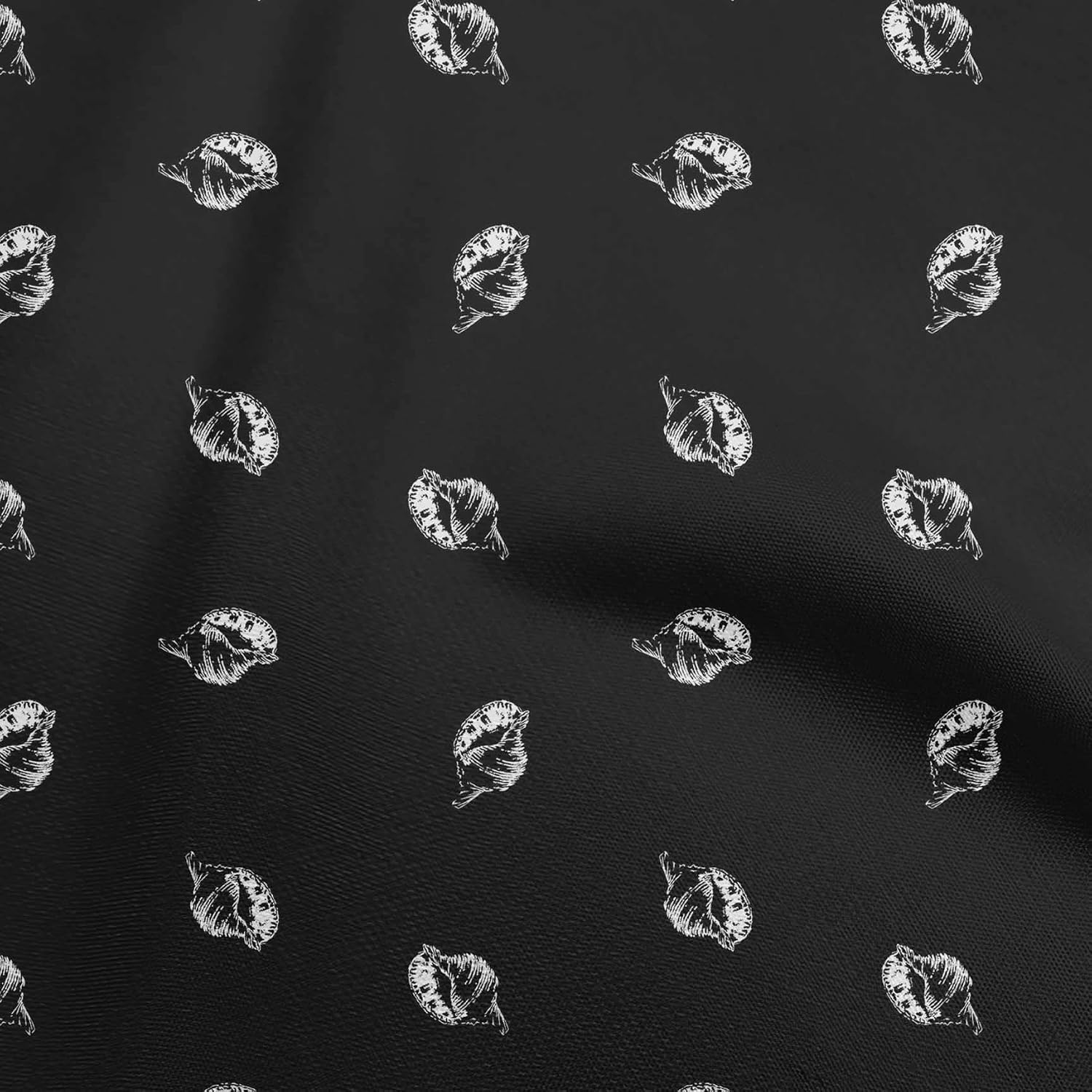 oneOone Cotton Flex Black Fabric Sea Shells Fabric for Sewing Printed Craft Fabric By The Yard 40 Inch Wide