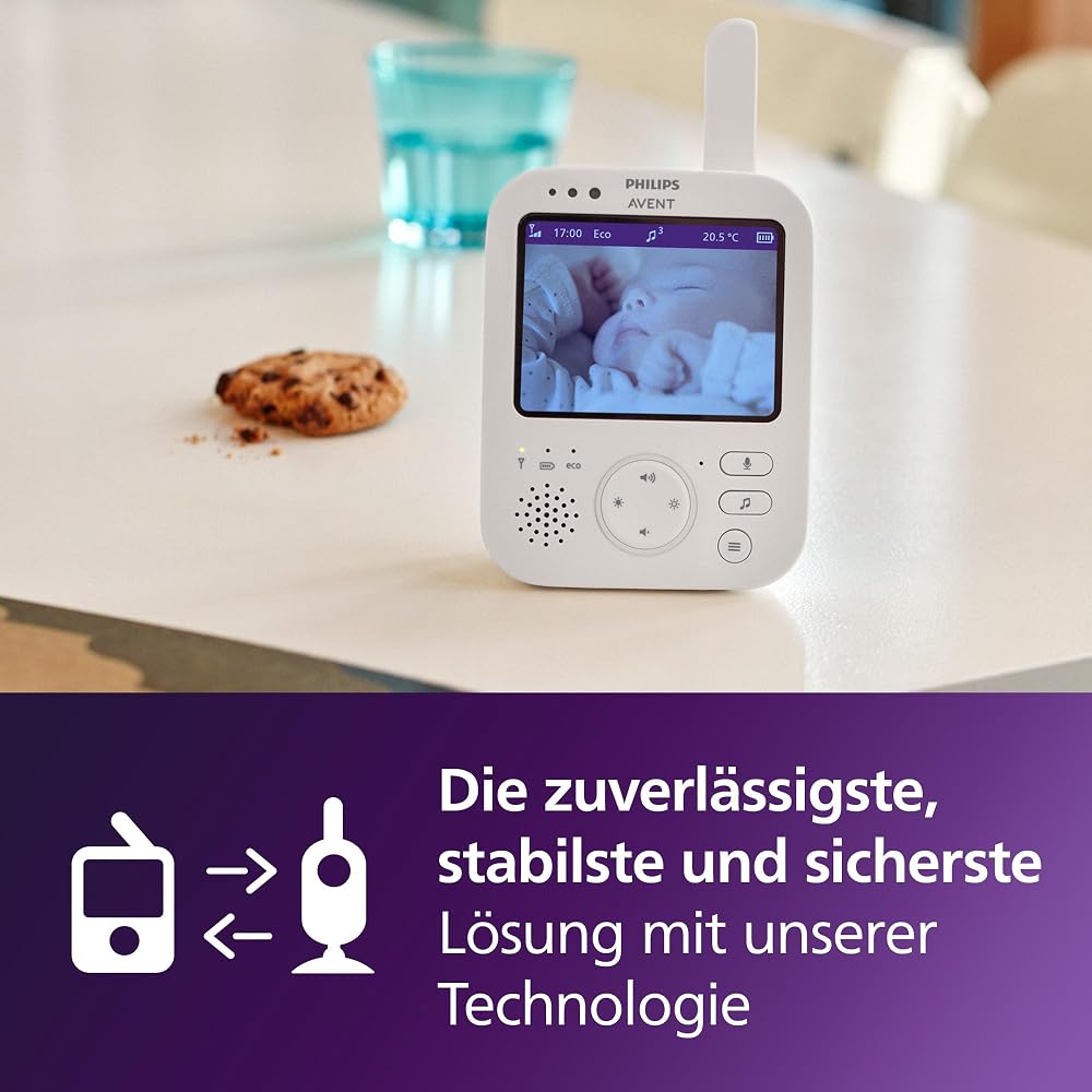 Elterneinheit eines Philips Avent Video-Babyphones auf einem Tisch