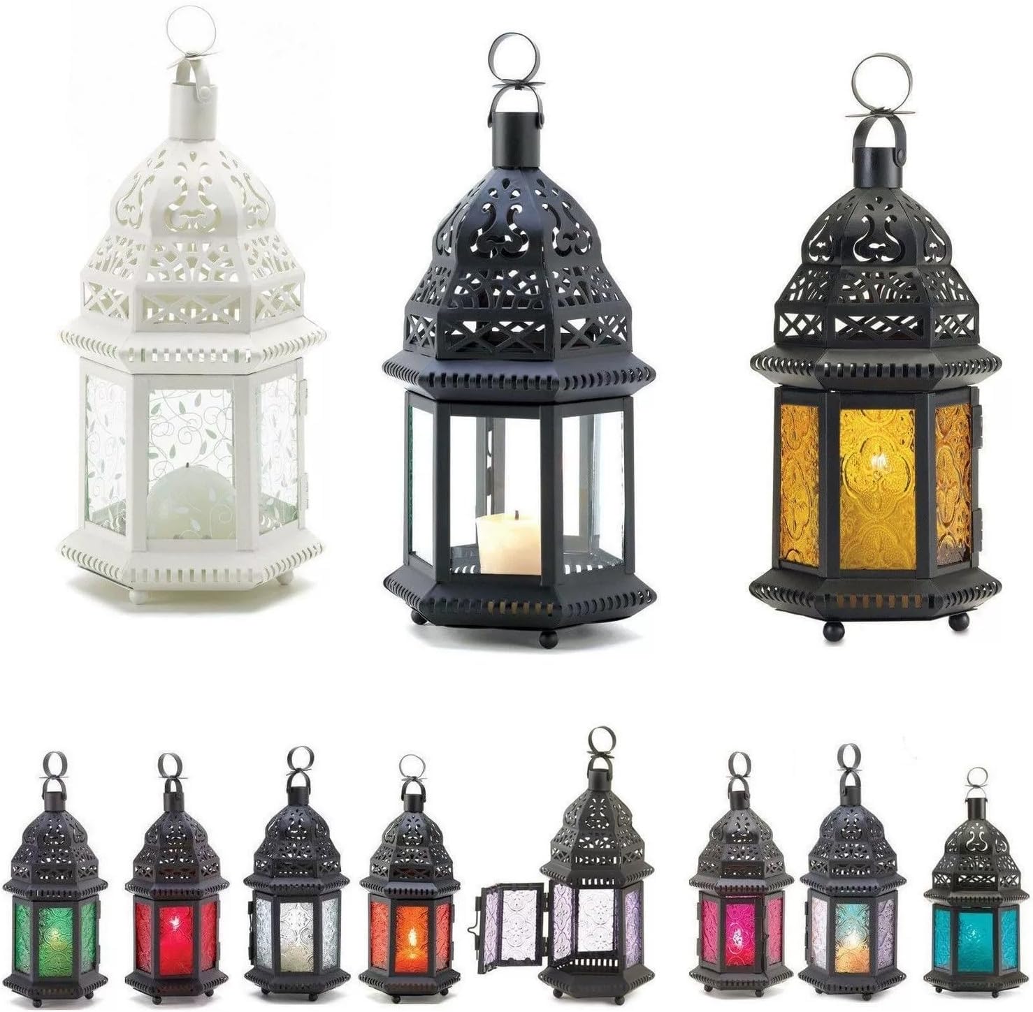 Candle Holders Christmas Decorations Indoor Lantern Decorative Outdoor Candle Holders Table Moroccan Table Decor(Blue)