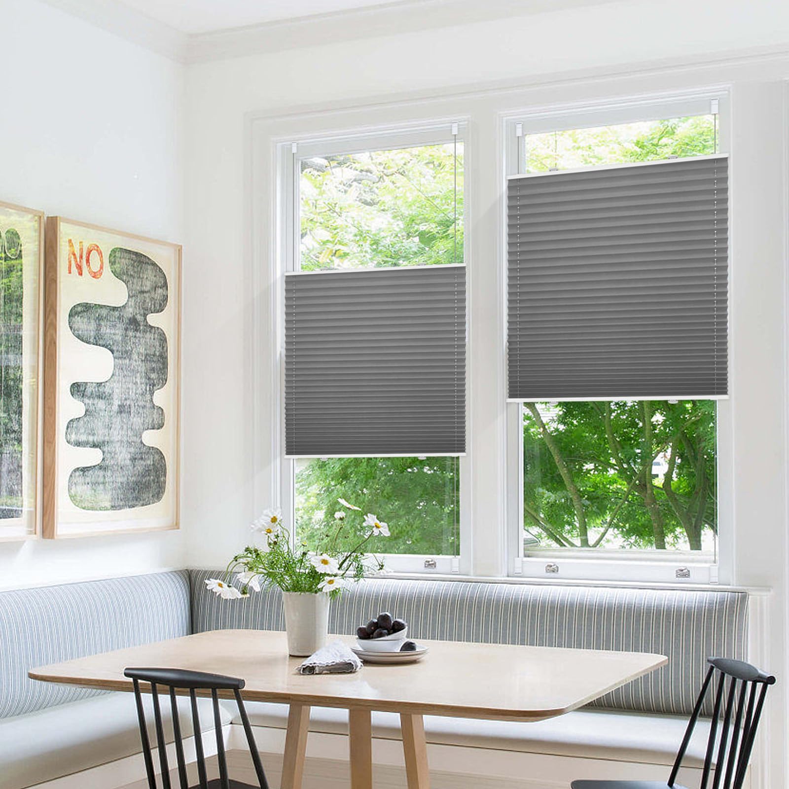Plissee ohne Bohren Verdunkelung Klemmfix Grau 65x140cm Thermo Plissees 100% Verdunklung Rollos für Fenster & Tür Verdunklungsplissee ohne… – Ansicht 6