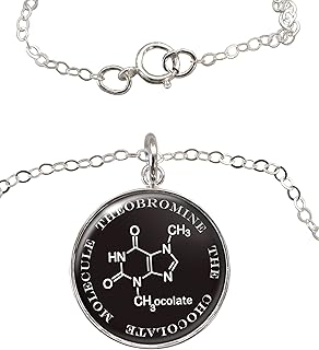 Theobromine Chocolate Molecule .925 Sterling Silver Necklace