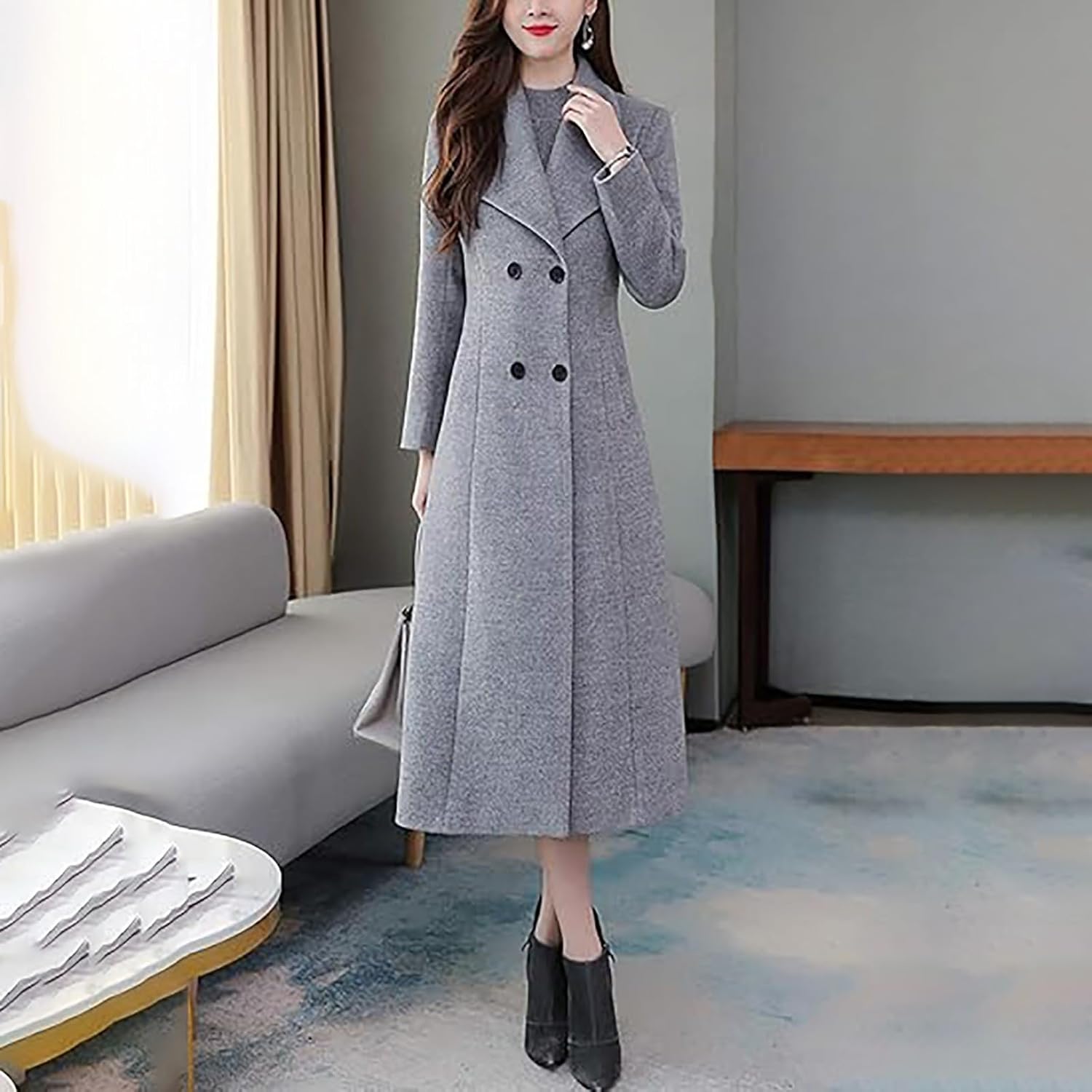 Women's Turtleneck Hooded Fashion Solid Jacket Zipper Pocket Sweatshirt Long Sleeve Coats Plus
