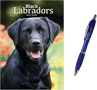 calendars Labrador Retrievers Black Personal Organiser A5 Diary 2024 + EXCLUSIVE LIMITED EDITION DIARY PEN