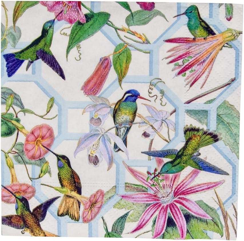 Caspari Hummingbird Trellis Paper Cocktail Napkins - 20 Per Package