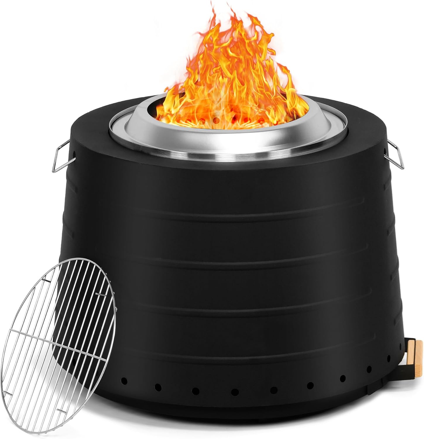 HOMREST 20” Smokeless Firepit with Removable Ash Pan, 304 Stainless Steel Outdoor Fire Pit for Outside Wood Burning, Portable Fire Pit for Patio Camping Backyard