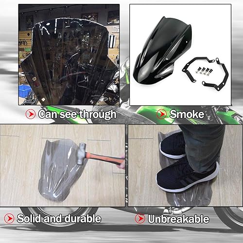 Miniatura 2 de Cubierta del parabrisas del parabrisas de la motocicleta, deflectores de viento, protector de visera con soporte de montaje para carenado frontal