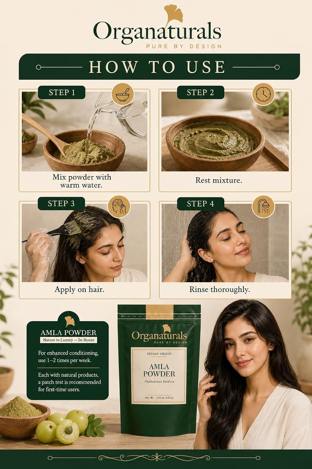Amla Powder 100g Pure Indian Gooseberry for Hair Care Promotes Stronger, Healthier Hair Perfect for Masks & Deep Conditioning