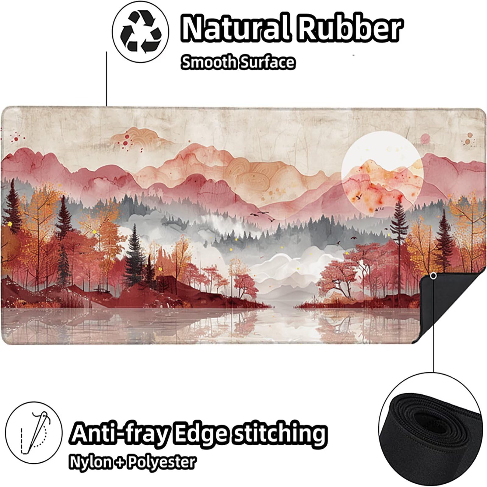 Bosque Alfombrilla Ratón Gaming XXL 1500x800 mm, Alfombrilla Gaming Blanco Mousepad con Base de Goma Antideslizante, Impermeable Desk Mat para Teclado y Raton, Accesorios Gaming Regalos de Hombre 9-6
