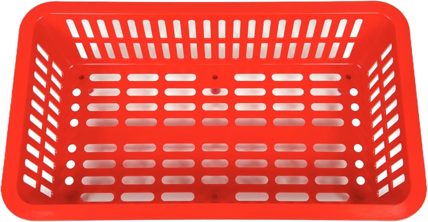 YDB Storage Plastic Drain Basket with Feet for Sorting Live Fresh Shellfish Oyster Abalone Scallop Geoduck Clams Mussels or Garden Harvest 4PCS(Red)