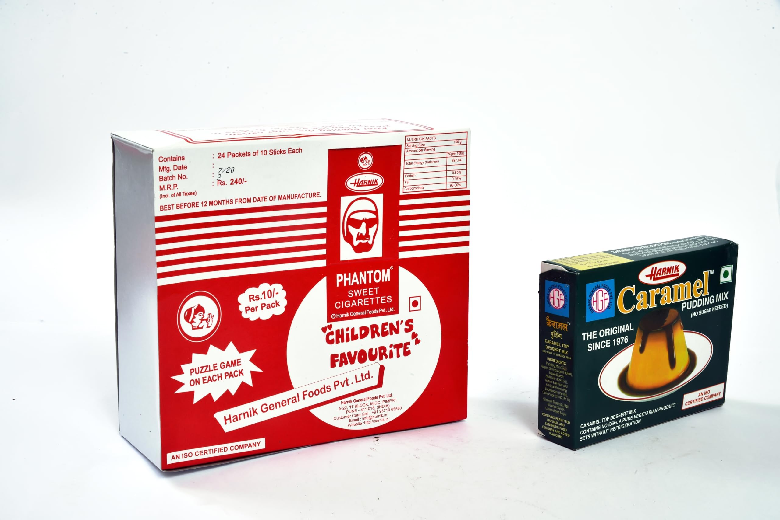 Harnik Phantom Sweet Cigarette Candy - Pack Of 24 With Caramel Pudding Mix