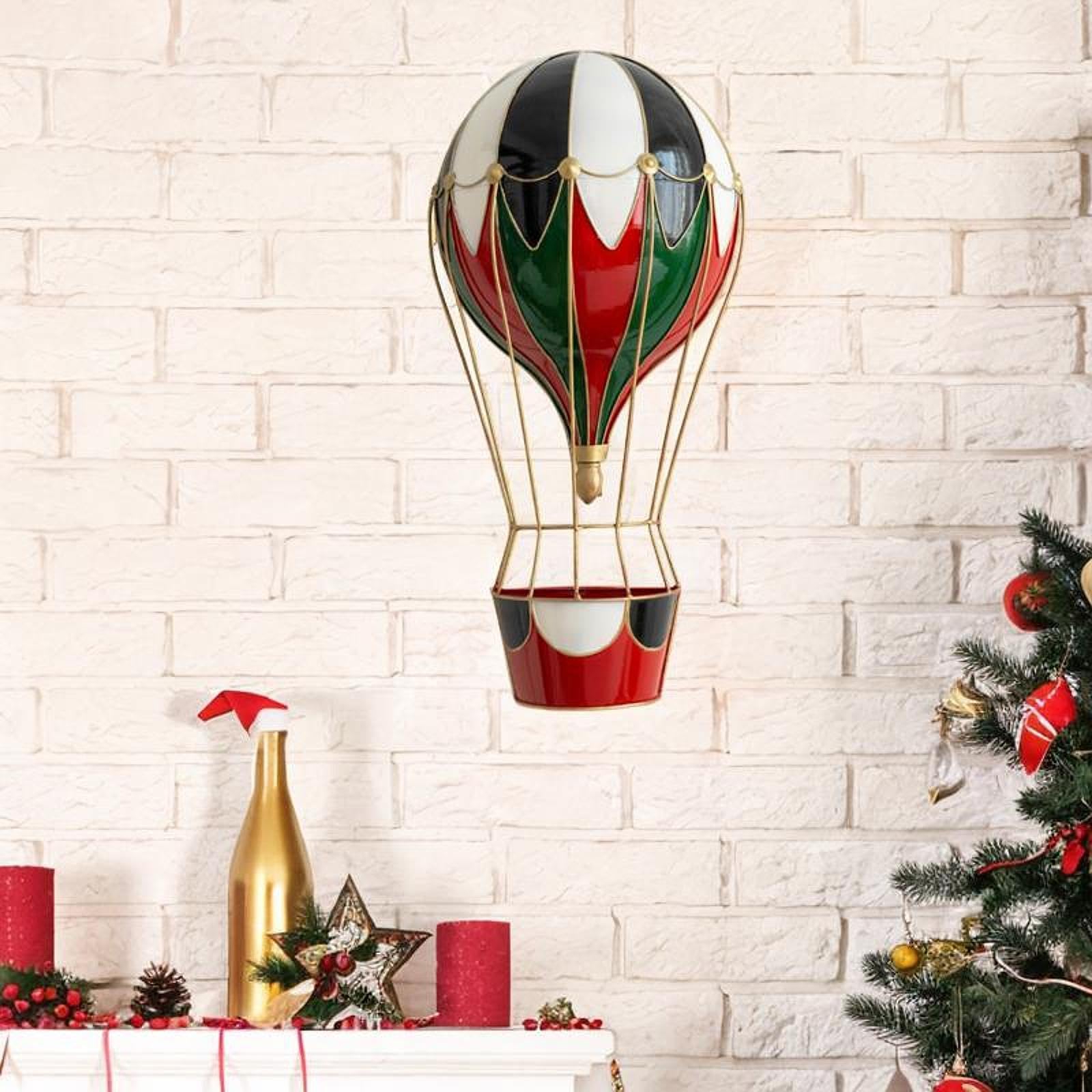 Estatua Navideña Decorativa para Mesa de Navidad Figura de Hierro Artesanal Centro de Mesa Atemporada Adecuada para Decoración de Hogar Fiesta Restaur, Globo aerostático, Individual