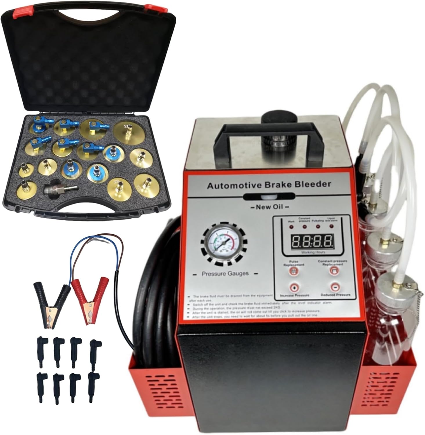 altivox Pneumatic Brake Bleeder Kit | 4 x 800ml Recovery Bottle + 16 Adapters | Pulse Tech for Fast Air Removal & 4-Wheel Simultaneous Bleeding | Compatible with All Gasoline/Diesel Vehicles