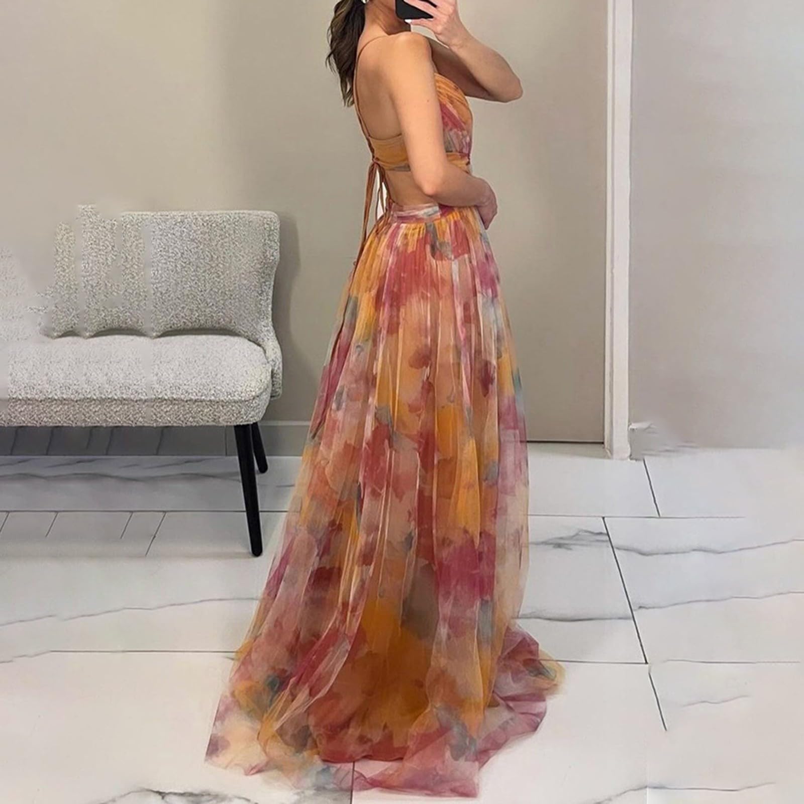 Abendkleid Damen Lang Schulterfrei Cocktailkleid A Linie Tüll Abendkleider Elegant Für Hochzeit Maxi Ballkleid Festliche Abschlusskleid Mit Schlitz Abiballkleider Frauen Kleid Hochzeitsgast