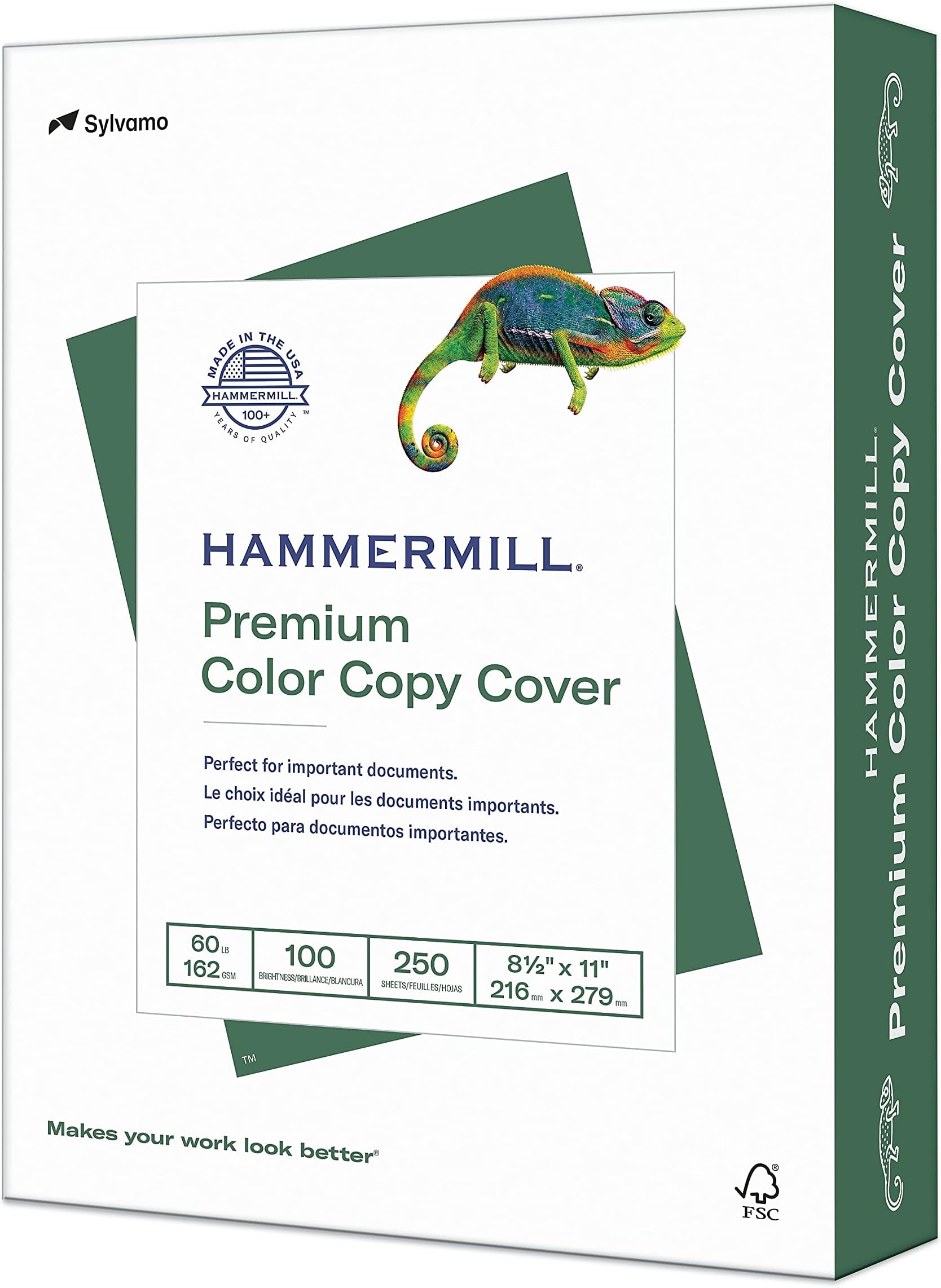 Hammermill 122549 Premium Color Copy Cover, 60 lbs., 8 1/2 x 11, Photo White, 250 Sheets