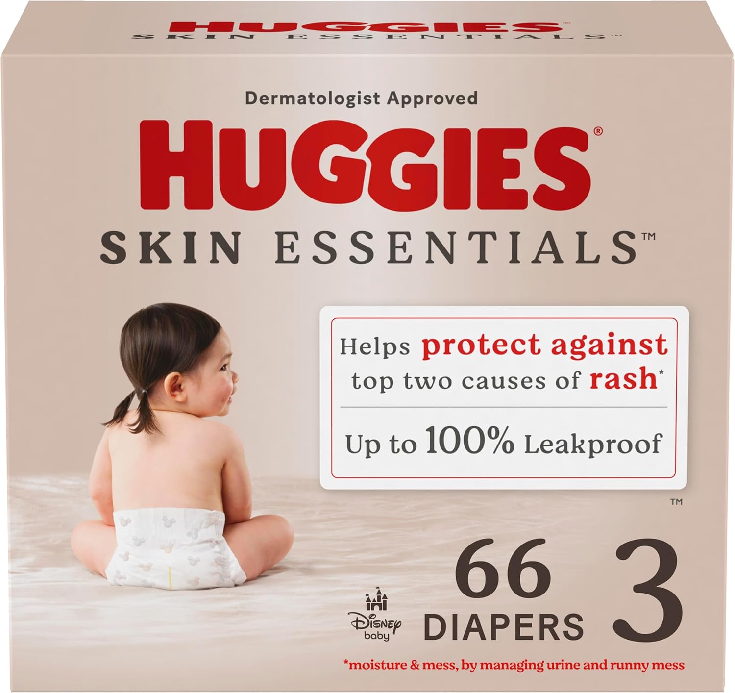 Huggies Size 3 Diapers, Skin Essentials Baby Diapers, Size 3 (16-28 lbs), 66 Count Size 3 66