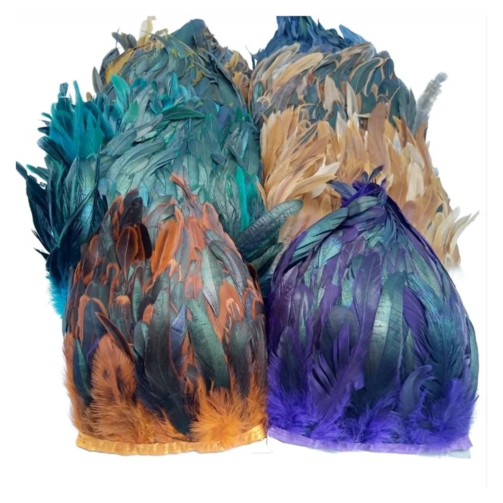 Plumes de queue de poulet 5-10 mètres, décoration de robe de soirée de mariage, bijoux cousus 13-18cm(White feathers,10meters)
