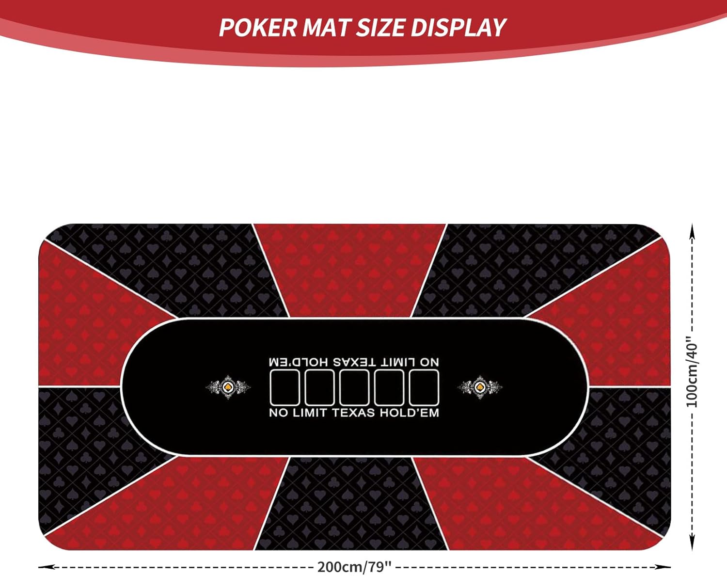 nuveti 79 x 40 Foldable Texas Poker Card Tabletop Layout Portable Anti-Slip Rubber Board Game Mat Smooth Premium Surface, Noise Reduction Poker Mat for Table