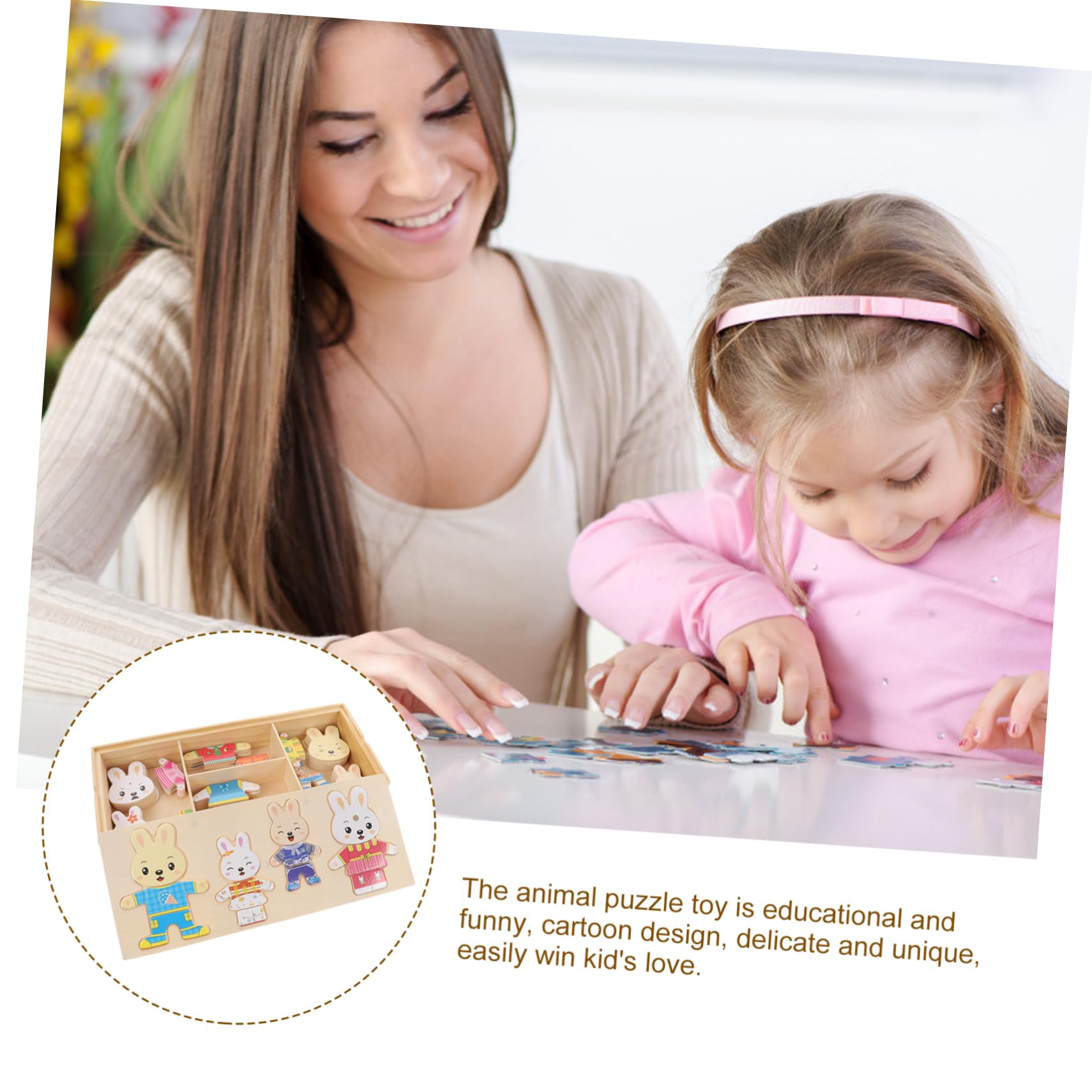 Beaupretty Rompecabezas De Animales De Madera para Niños, Pequeño, Educativo, Cambio De Ropa De Conejito, Desarrollo Motor, Juego Interactivo para Aprendizaje y Diversión,