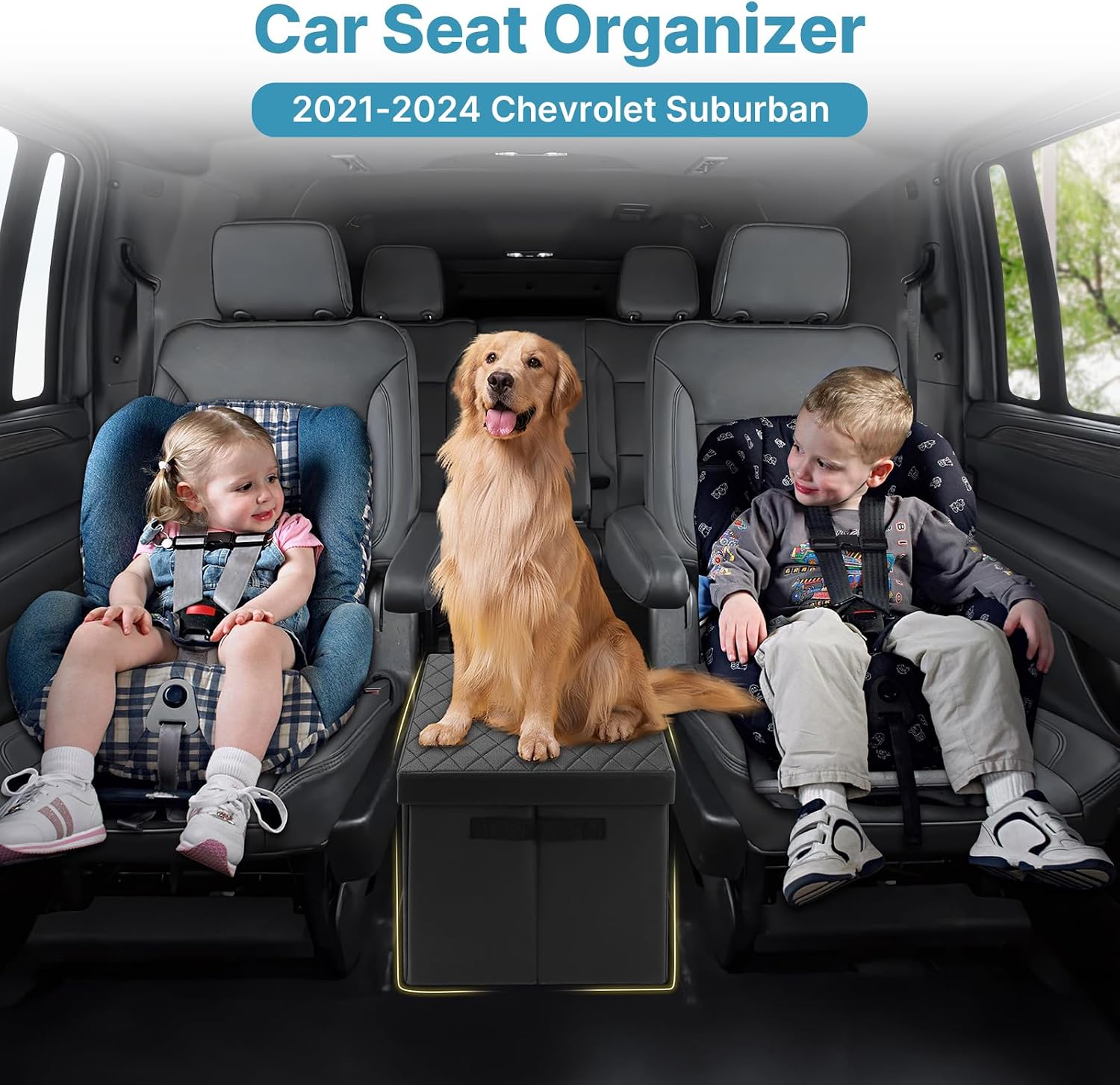 Mixsuper Liner Car Seat Organizer for Chevrolet Suburban 2021-2026, Console Organizer Backseat Box for Chevy Suburban, Dog Toy Box Storage Bin Kids Toys Baby Supplies Travel Accessories