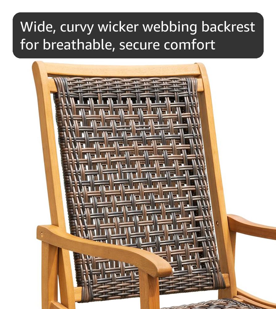 Amazon.com : Idzo Wood Wicker Rocking Chair, 400 lbs Capacity