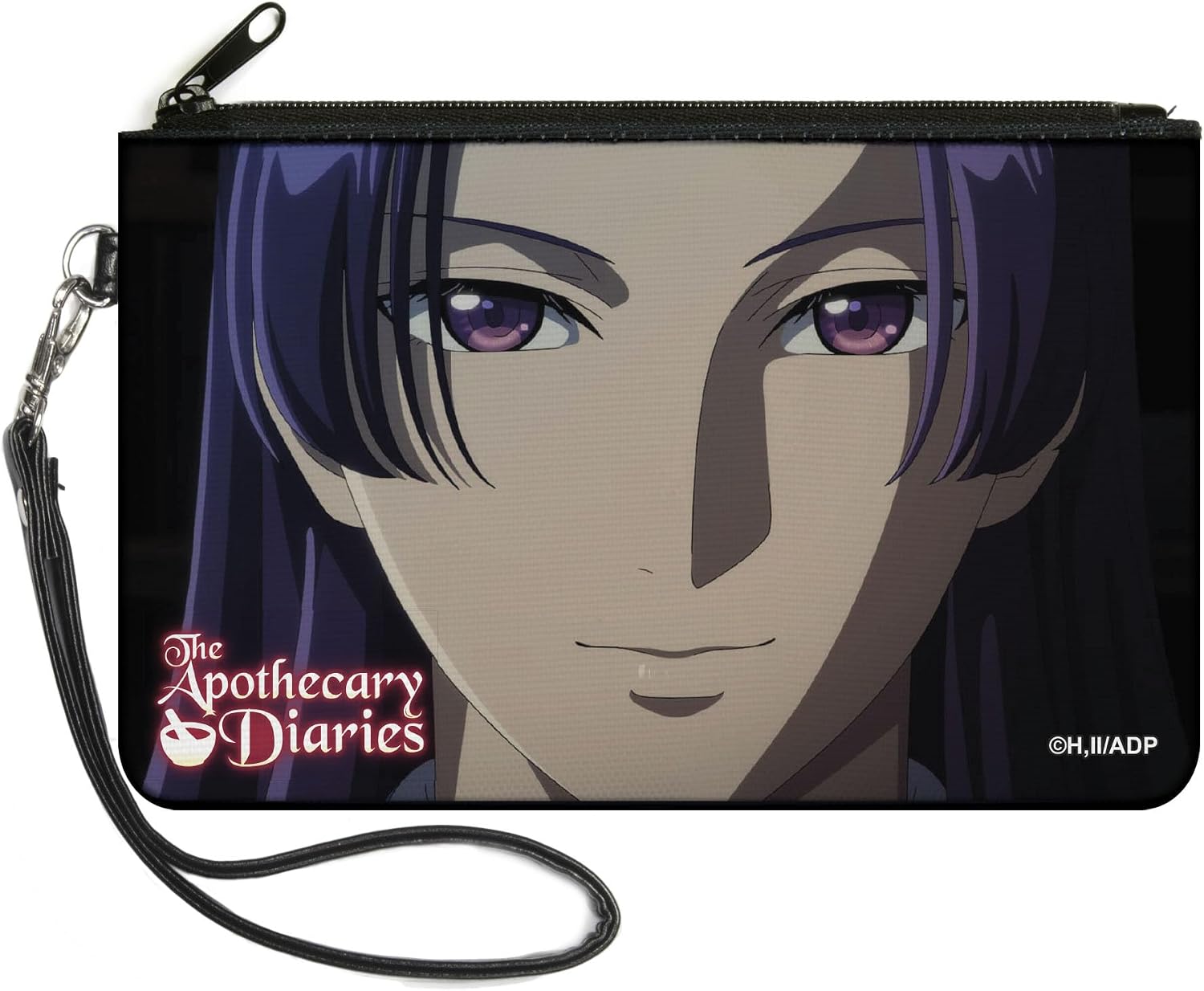 Buckle-Down The Apothecary Diaries Wallet, Zip Pouch, Apothecary Diaries Jinshi Face Close Up and Title Logo Black, Canvas