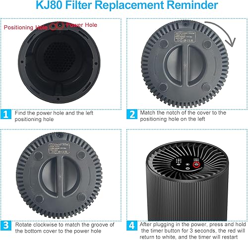 Miniatura 3 de (Solo compatible con 2 purificadores de modelo KJ80), filtro de repuesto para purificador de aire Druiap, filtro de alta eficiencia HEPA H13, filtro