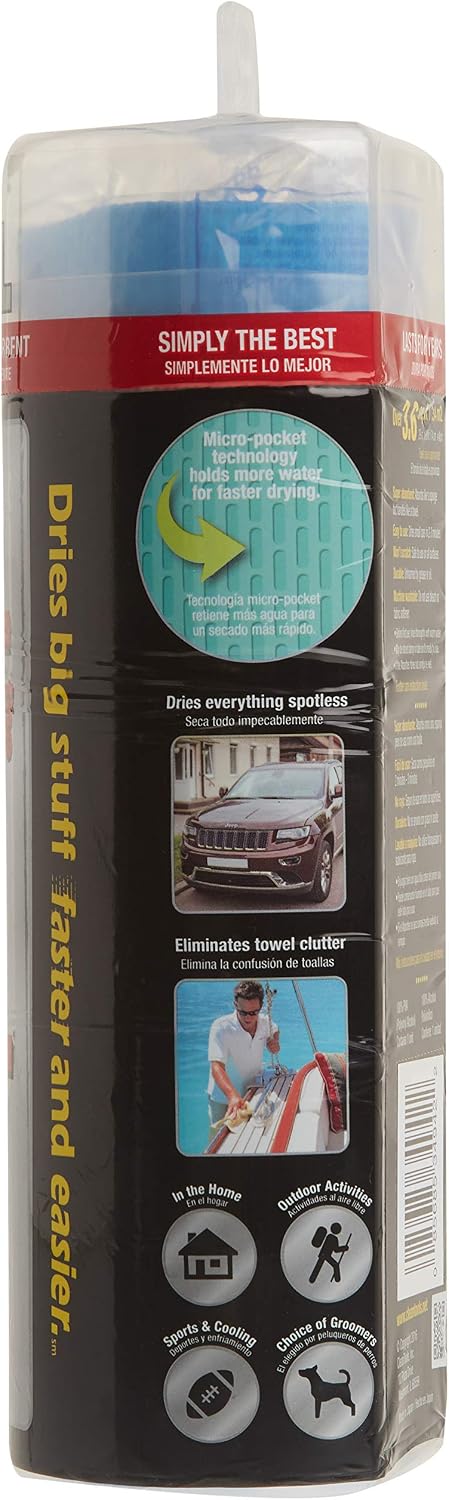 CleanTools The Absorber XL Synthetic Premium Drying Chamois Cloth for Car: Super Absorbent, Scratch-Free and Washable | 29-Inch x 18-Inch, Blue| Discontinued| Replacement PN: 34944