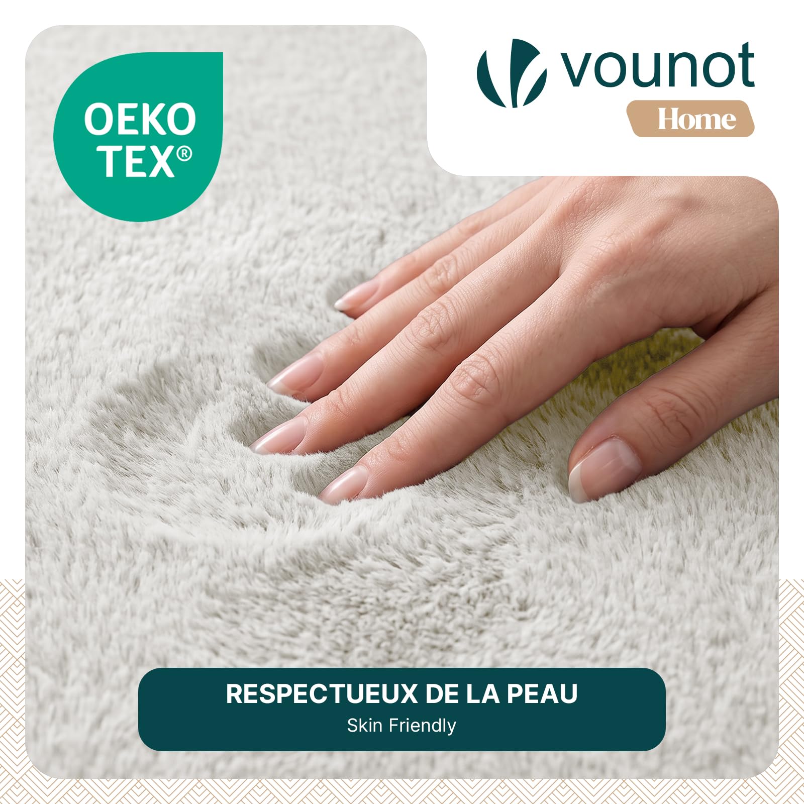 VOUNOT® Alfombra Moderna para Salón 200x300 cm, Pelo Corto Suave y Lavable, con Base y Alfombrilla Antideslizante Doble, para Dormitorio o Habitación, Crema