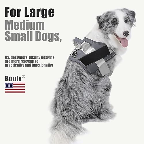 Miniatura 167 de Bolux - Arnés para perro, reflejante y transpirable, ajustable, con asa, para sacarlo a pasear, no más tirones ni asfixia (amarillo militar, talla L)