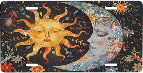 Miniatura 46 de Árbol de la vida - Placa de matrícula colorida abstracta divertida de aluminio para placas delanteras decorativas, impermeables, sin óxido, A: