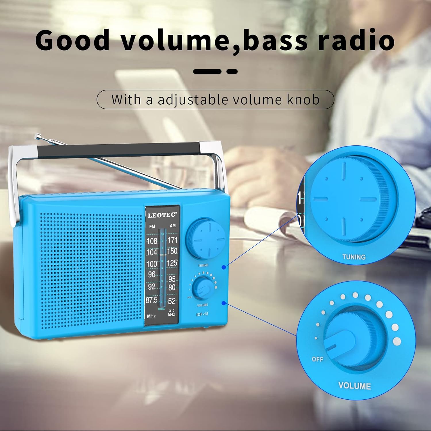 LEOTEC LT-1808 Portable AM/FM Radio with headphones