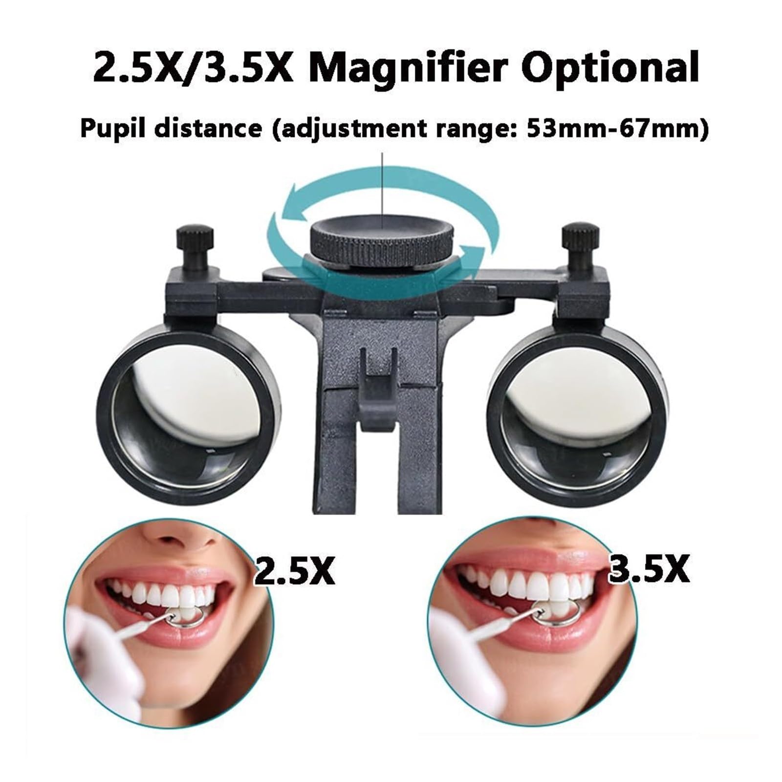 Cuffie con lente d'ingrandimento per uso odontoiatrico e luce LED - Ingrandimento 2,5x o 3,5x - Batteria ricaricabile - Design ergonomico per dentisti e chirurghi - Archetto regolabile