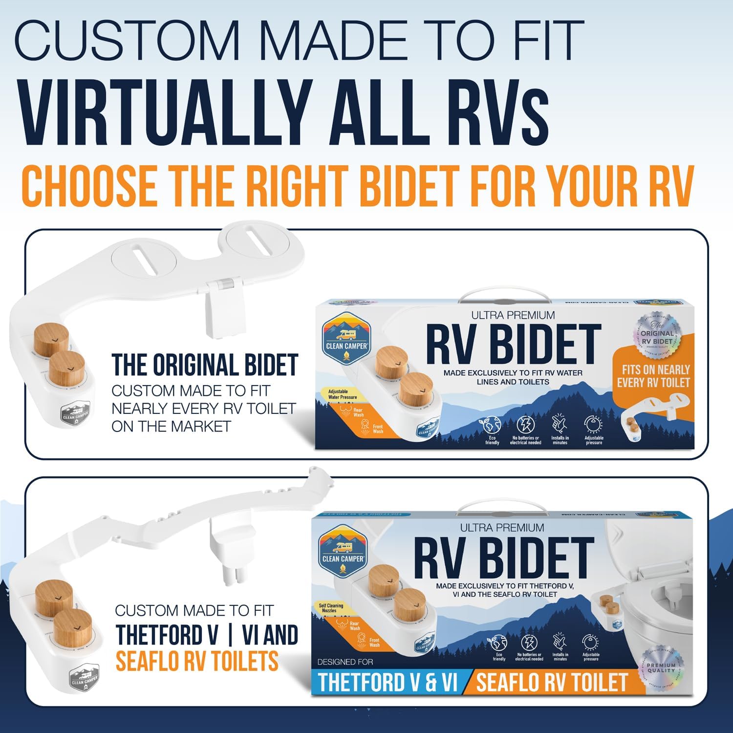 The Original RV Bidet Self-Cleaning Dual Nozzles Non-Electric Reversible Design Easy Installation RV Waterline Compatible Adjustable Gentle Water — view 2