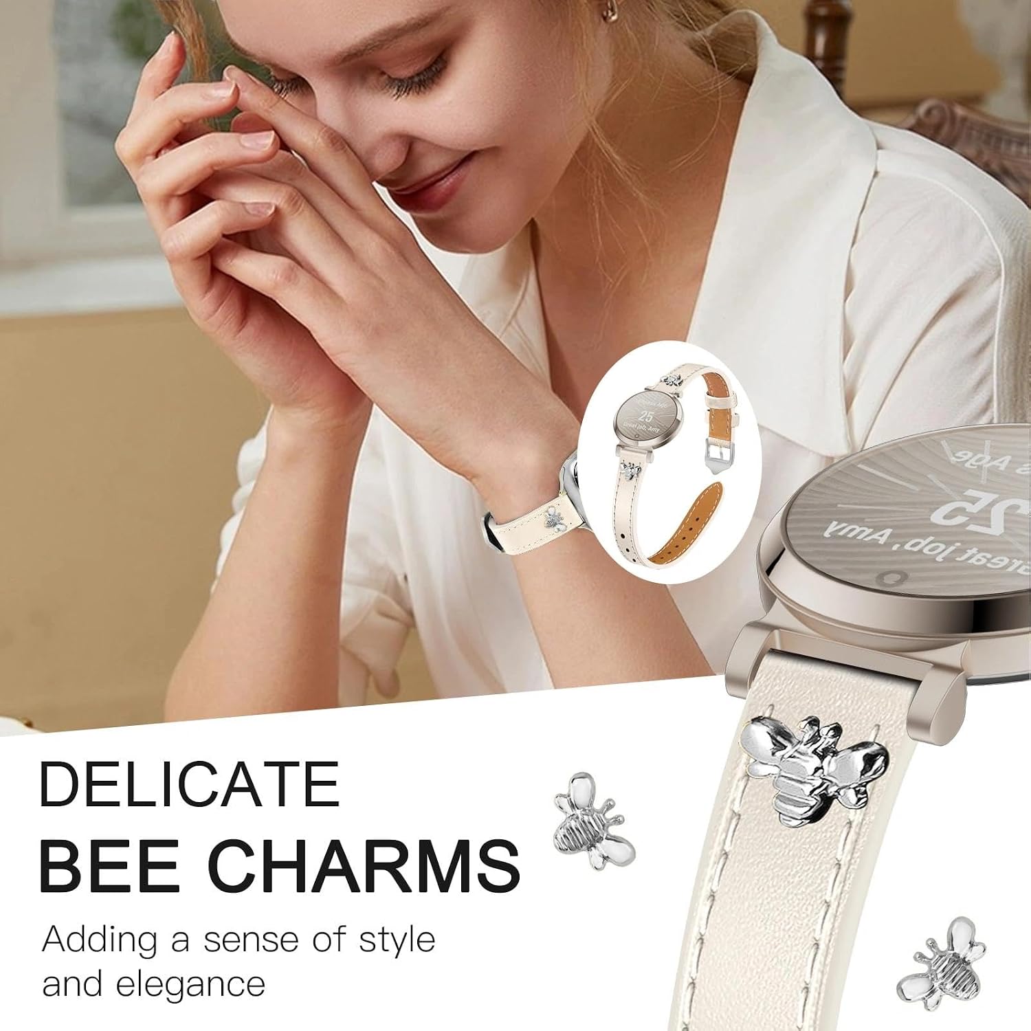 Slim Leather Bands Compatible With Garmin Lily 2 image 3