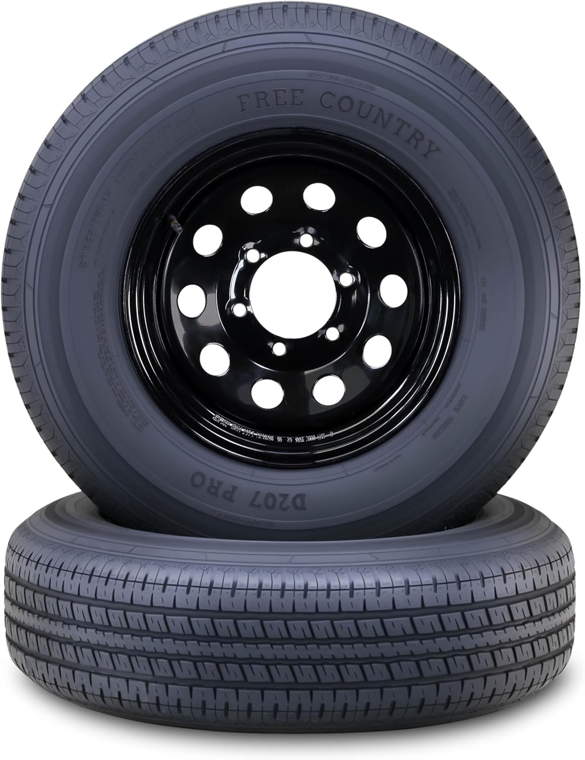 Free Country Trailer Tire Wheel Assembly ST225/75R15 10-Ply E 117M 6 Lug on 5.5" PCD Black Mod Wheel, SET 2