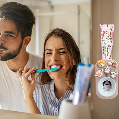 Vista 12 de Dispensador automático de pasta de dientes montado en la pared para baño, exprimidor de pasta de dientes para niños y ducha familiar