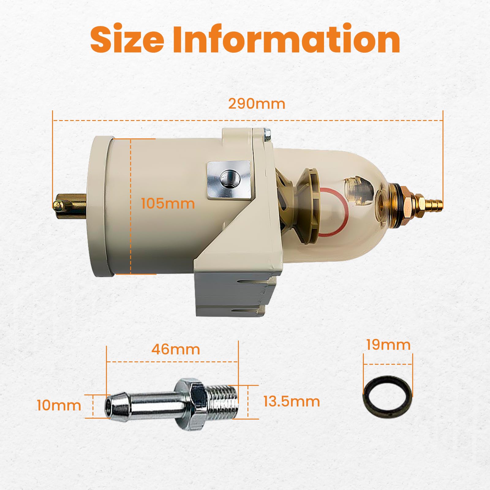 maXpeedingrods Diesel Kraftstofffilter Wasserabscheider 500FH 500FG für 60GPH Yacht Boot LKW