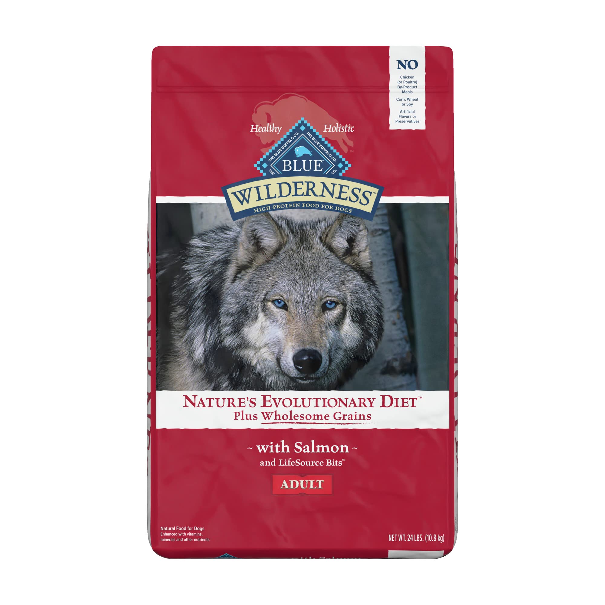 Blue Buffalo Wilderness High Protein Natural Adult Dry Dog Food Plus Wholesome Grains, Salmon 24-lb
