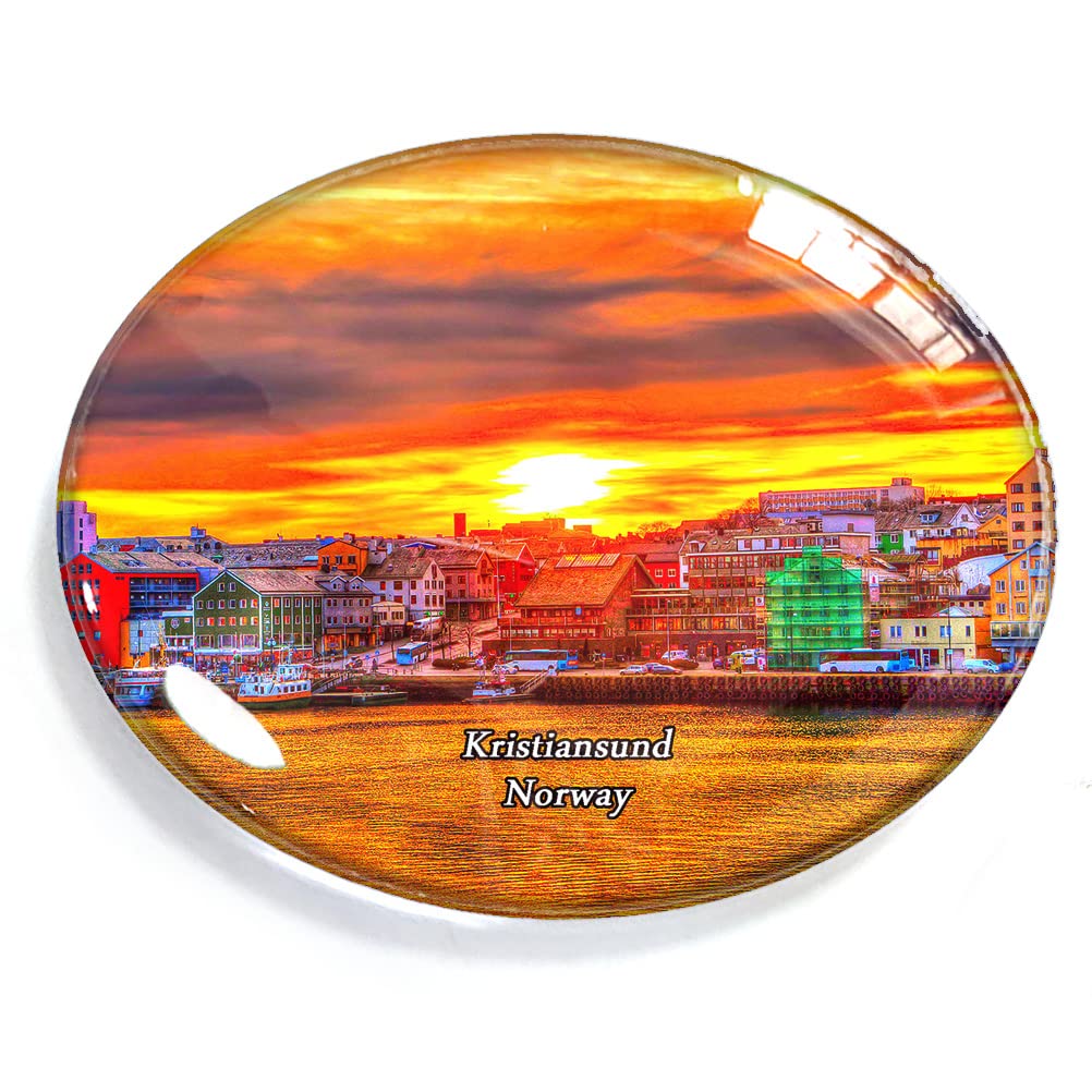Norway-3819 Kristiansund Norway Magnet Fridge Refrigerator Freezer Magnet Sticker Souvenir Decorations Oval Crystal Magnet Kitchen Whiteboard