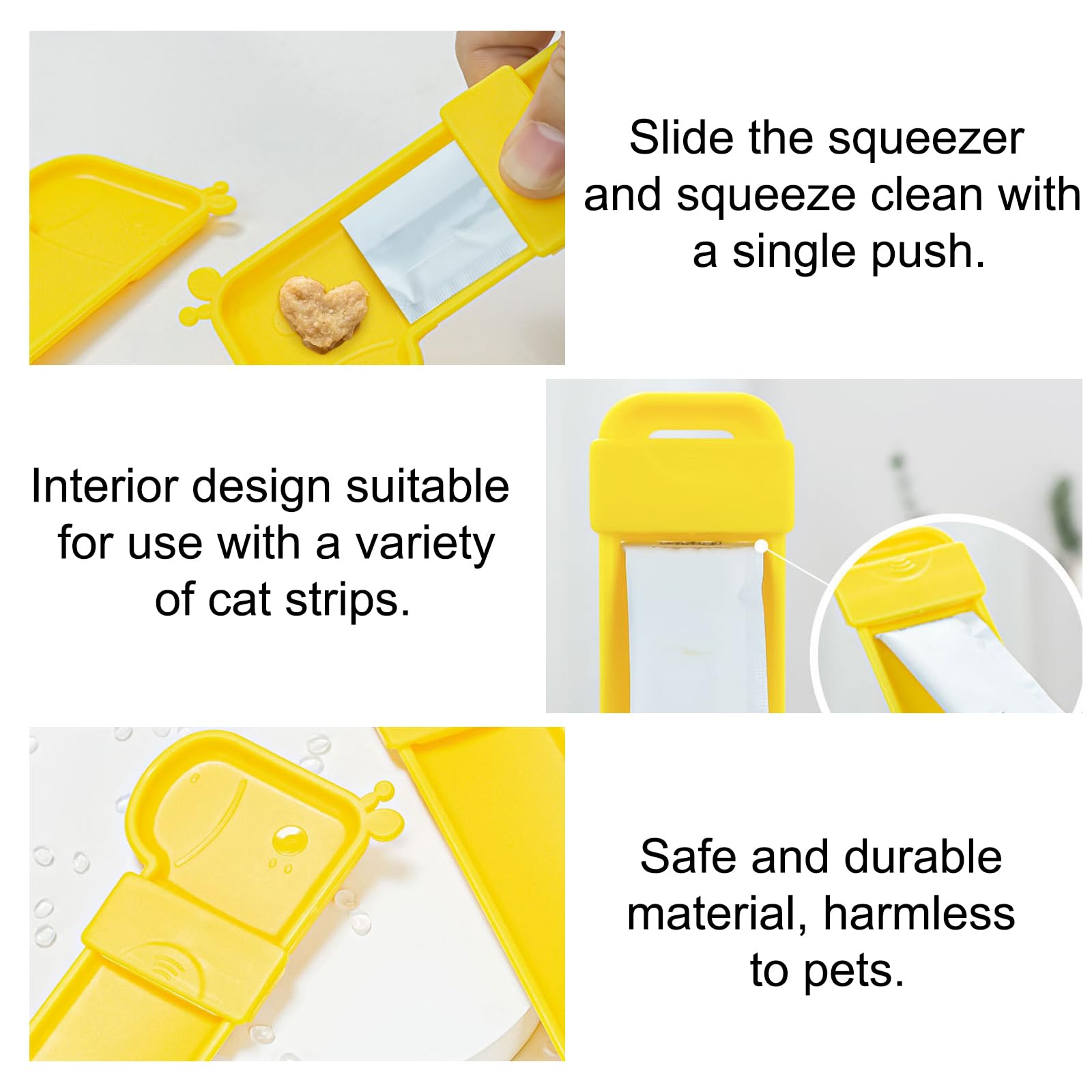 4 Pièces Cuillère à Presser pour Chat, Mignon Cuillère à Lécher pour Chaton, Portable Squeeze Strip Spoon Mangeoire pour Chats, Bande de Chat Happy Spoon pour Les Animaux de Compagnie