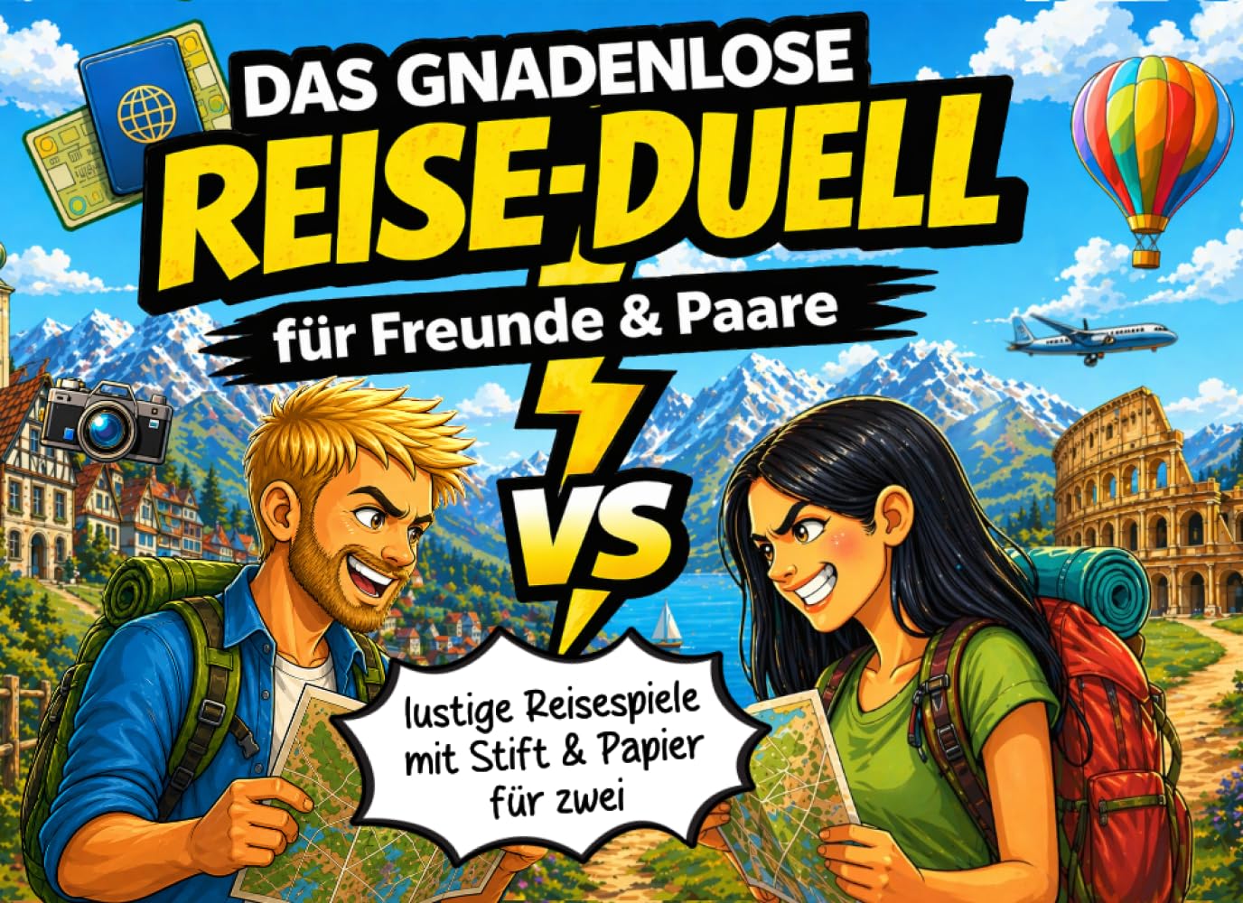 Das gnadenlose Reiseduell für Paare und Freunde: Lustige 1 gegen 1 Reisespiele im Auto, Flugzeug oder Zug – das perfekte Reisegeschenk mit Stift & Papier für zwei im Urlaub
