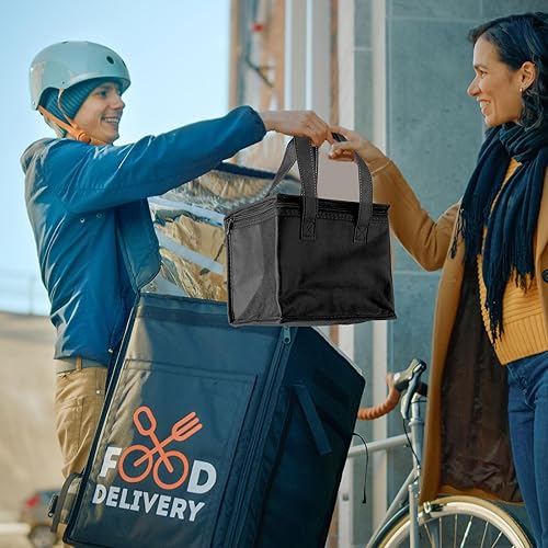 Miniatura 5 de Norme Paquete de 12 bolsas de almuerzo aisladas a granel, bolsa para entrega de alimentos, juego de cajas de almuerzo a prueba de fugas, bolsas