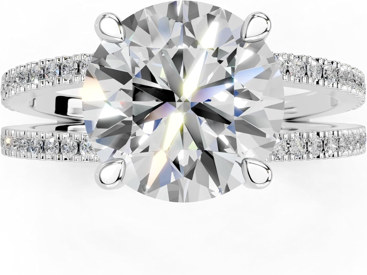 1-5 Carat 14K 18K Gold Platinum Round cut Pave Split Shank Lab Grown Diamond Ring, Engagement, Anniversary Wedding, IGI Certified Promise Rings for Women (1-5 Ct, F-G Color, VS1-VS2 Clarity)