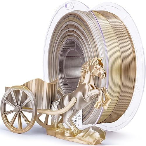 ZIRO 3D Printer Filament, Fast Color Gradient Shiny PLA, Glossy Color Change by Length PLA, Fit Most FDM Printers, Dimensional Accuracy +/-0.03mm, 2.2lbs Spool, Champagne Sheen (Silk)