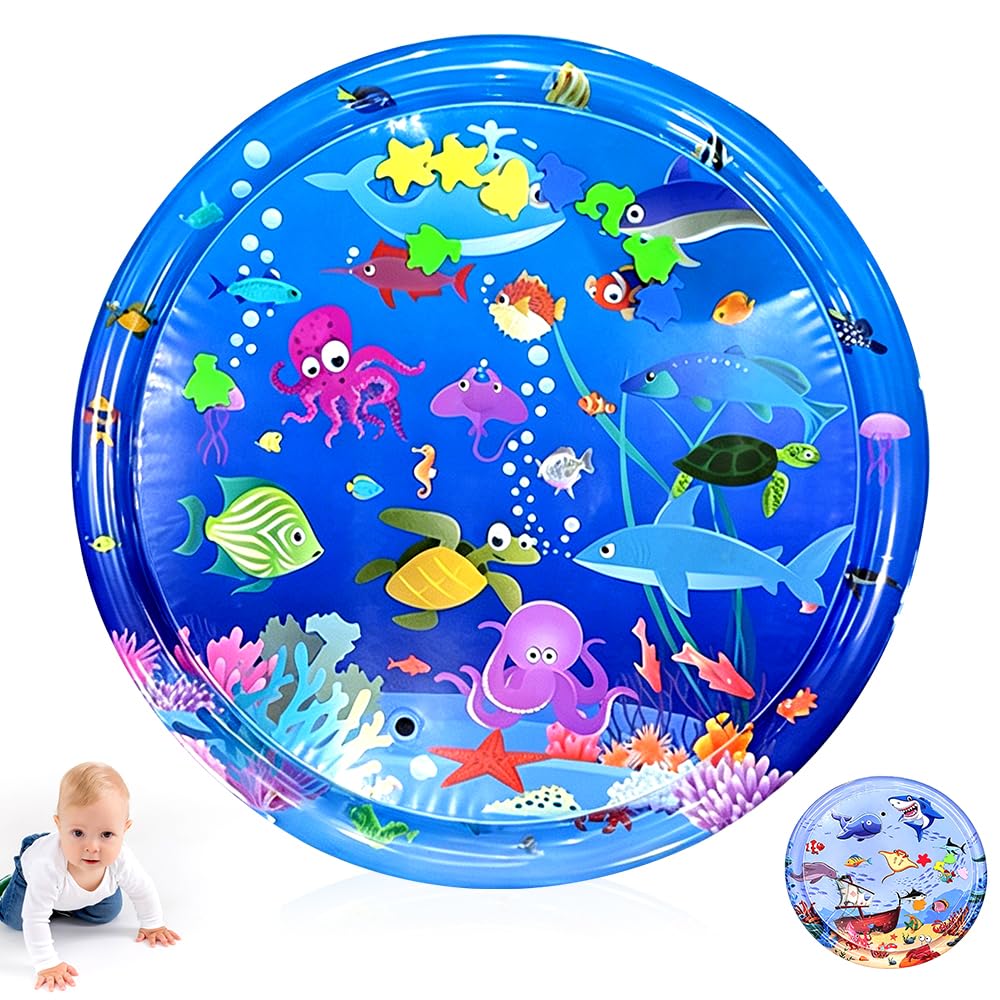 Tummy Time Mat for Kids, Inflatable Water Mats Baby Playmat Sensory Toy Water Play Mat Toys Newborn Toys Play Mats Fun Early Development Activity Play Toy for Newborn,Baby (Ocean World)