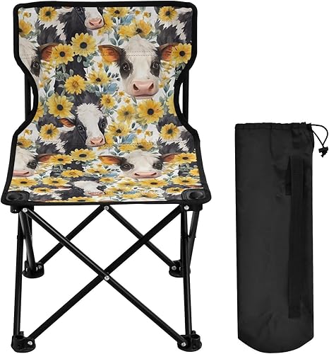 Outdoor Folding Cow Sunflower Camping Chairs for Adults Portable Camping Chair Lightweight Lawn Chair 202a3813