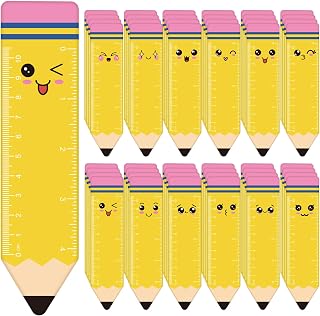 Kosiz 120 Pcs Pencil Bookmarks Rulers Back to School, Pencil | Cute Pencil Reading Marks for Kids, 6 Inch Ruler, Yellow Classroom Rewards, Bulk Party Favors for Students Teachers
