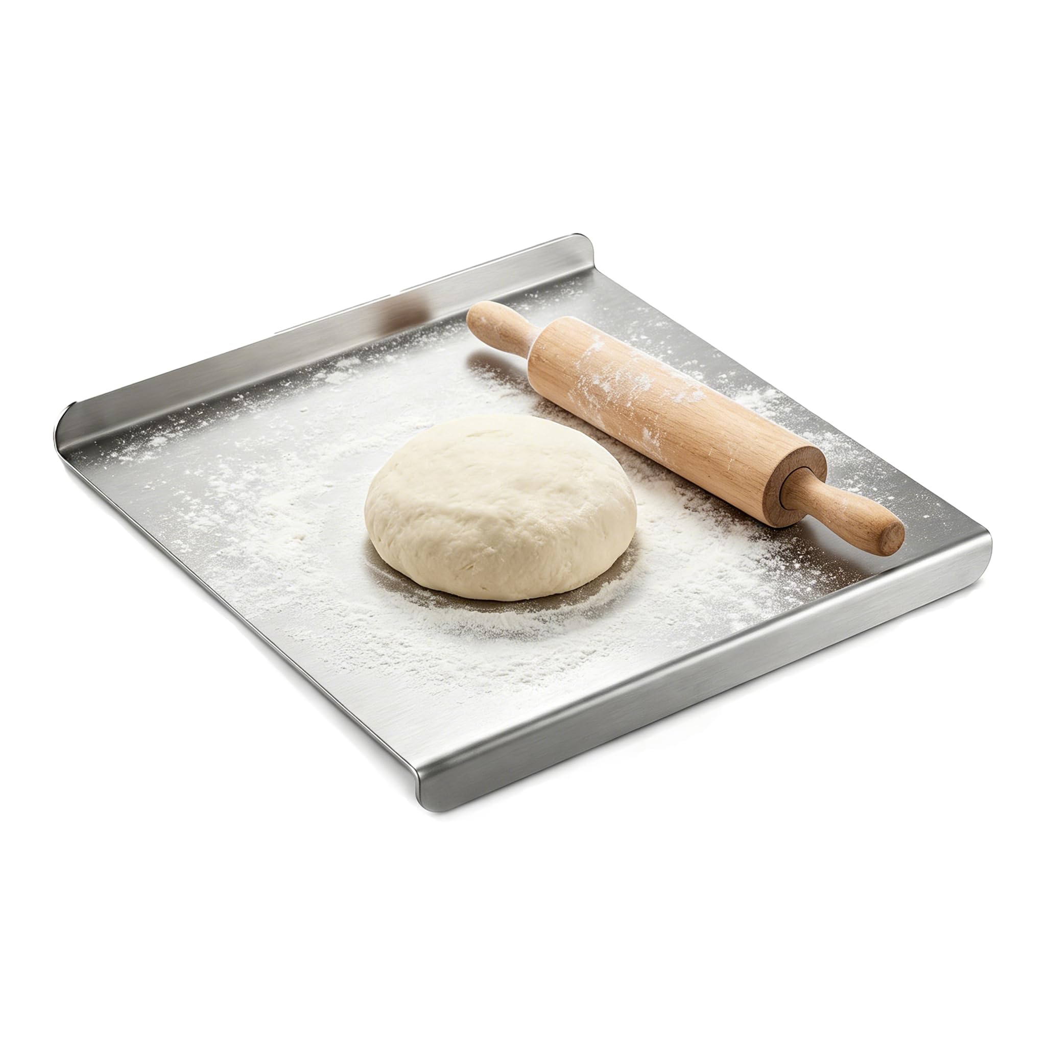 304 Stainless Steel Chopping Board, 30 x 40 cm Large Cutting Board with Counter Lip, Z Shaped Heavy Duty Metal Cutting Board for Meat Cheese Vegetable Fruit Baking Pastry